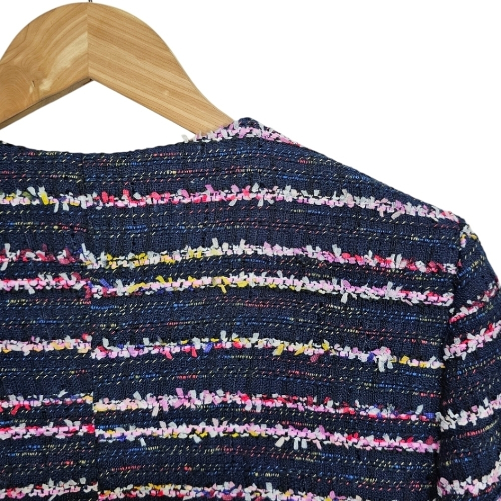 Talbots Fringe Tweed Blazer Jacket 16 Women Black Rainbow Career Business Casual - Picture 9 of 13